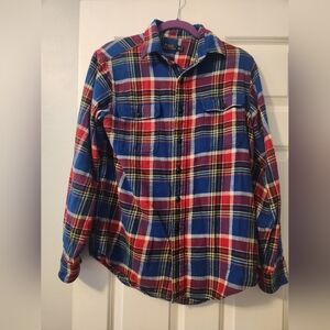 Polo Ralph Lauren Men's Classic Fit Plaid Flannel Shirt Blue/red Multi Size M